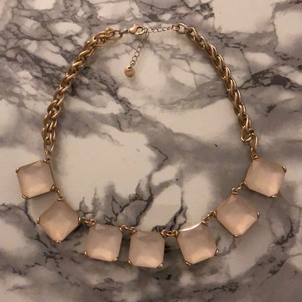 Loft Cream/Iridescent Square Gem Necklace
